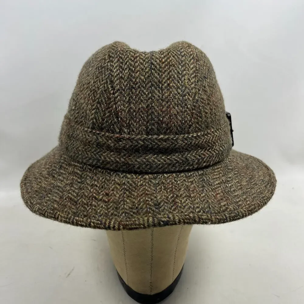 BROOKS BROTHERS Hat Men 7 Wool Herringbone Harris Tweed Bucket Brown England VTG